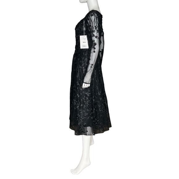 Mac Duggal Embellished Floral Long Sleeve Dress 204041 Black Women’s Sz 6 - Picture 5 of 9